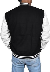 High Varsity College Baseball <b>Jacket</b> Latest OEM Custom Plus Size <b>Long</b> Style Varsity Embroidery Wool Genuine Leather sleeves - Product Image 4
