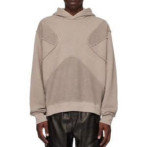 Sweat-shirt à capuche pour homme en molleton épais avec motif ajouré brodé et cordon de serrage - Product Image 1