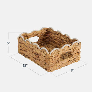 Cesta Plegable de Jacinto de Agua Natural, Forma Festoneada – Cesta de Almacenamiento Hecha a Mano, Proveedor de Vietnam - Product Image 2