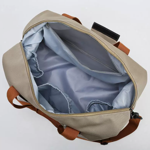 Off-White and <b>Tan</b> Travel Duffel <b>Bag</b> Water Resistant Sports Holdall - Product Image 4