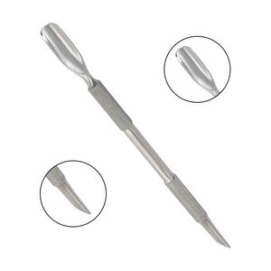 Herramienta de limpieza de cutículas de acero inoxidable con punta de precisión, doble cara, para manicura, plateada, con puntero de doble extremo. - Product Image 1