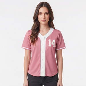 Women's V-Neck Baseball Jersey Sporty Printed Women's Baseball Jersey Summer Wear Women's Baseball Tee <b>Shirt</b> - Product Image 6
