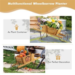 2-in-1 Smart Wheelbarrow Planter with 9 Magnetic Accessories Wooden Wagon for Garden Yard - Product Image 5