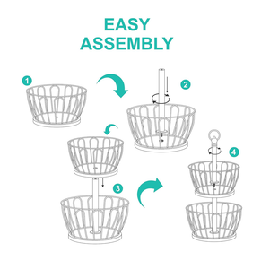 2 Tier Metal and Wooden Fruit Vegetable Basket Stand Home Kitchen Countertop Storage Organizer Produce Display <b>Rack</b> - Product Image 3