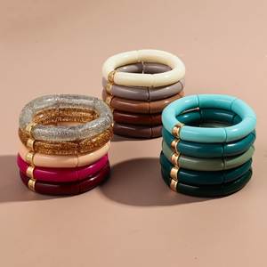 Bracelets classiques en résine acrylique pour femmes H a CRAFT, transparents et colorés, avec fleurs séchées, modèle artisanal Anniversaire HAC-611 - Product Image 5