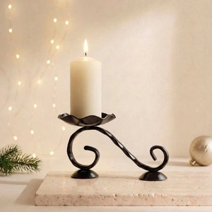 Support de bougie pilier sur mesure en fer plaqué laiton, fait main, pour centre de table de mariage, décoration de table pour fêtes à domicile - Product Image 1