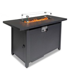 43-Inch Volcanic Stone Black Gas Firepit 50000 BTU Fire Table - Product Image 1