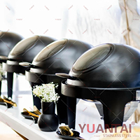 Chauffe-Plats Professionnel en Acier Inoxydable pour Buffet, Réchaud Doré à Couvercle Roulant pour Hôtels et Restaurants, Ensemble Complet