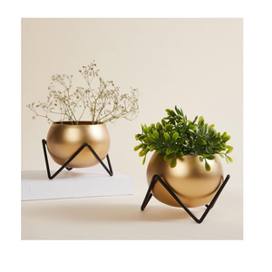 <b>Gold</b> Luxury Brass Planter Pot With Planter Stand for Indoor Plants Home Decor Minimalist Design Brass Planter Pot - Product Image 2