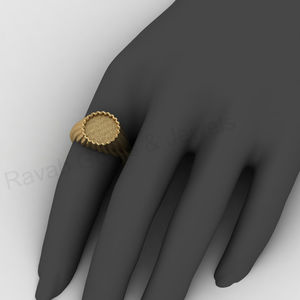 18K Gold Plated 925 Sterling Silver 12mm Blank Bezel Cup Texture Band Signet <b>Ring</b> Cabochon Setting Breastmilk <b>Resin</b> Ashes Bag - Product Image 4