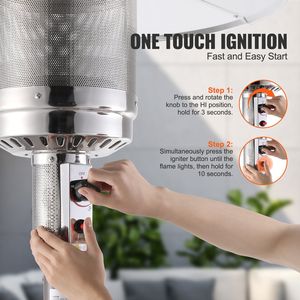 Riscaldatore da Patio a Propano da 50000 BTU per Esterni, Alto, con Design a Tavolo, Bruciatore in Metallo Martellato, Ruote Fisse - Product Image 6