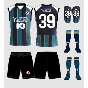Ensemble de maillots de football pour hommes imprimés par transfert thermique avec logo frontal, uniformes d'équipe personnalisés, 100% polyester, anti-UV et séchage rapide - Product Image 2