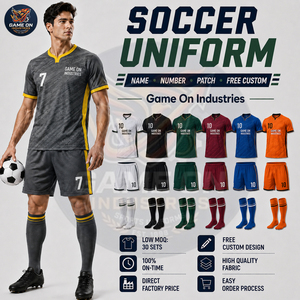 Maillots et shorts de sport d'équipe de haute qualité en gros, personnalisation gratuite, chaussettes assorties, uniforme de football respirant et anti-humidité - Product Image 3
