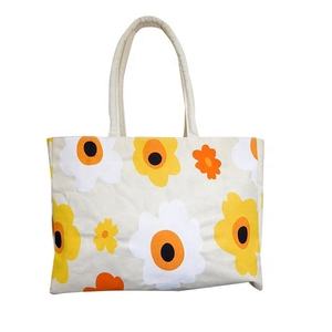 Personnalisé imprimé 100% coton dames plage sac fourre-tout taille Standard réutilisable écologique toile Calico sac à provisions - Product Image 1
