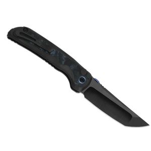Couteaux pliants utilitaires modernes avec lame à bord plat tranchant, motif ondulé décoratif et manche ergonomique marron pour le camping et la randonnée - Product Image 3