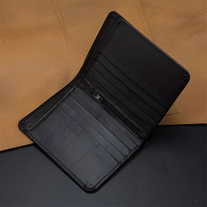 Bifold Design <b>Men</b> Black Smooth <b>Leather</b> <b>Wallet</b> Inner Zipper Coin Pocket Multiple Credit <b>Card</b> Holder Slim Cash Organizer Purse - Product Image 6