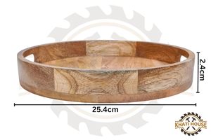 Bandeja Redonda de Madera de Acacia con Asas para Contacto con Alimentos y Uso Doméstico - Product Image 5