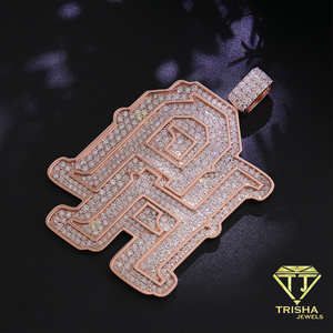 Colgante de Lujo Personalizado con Inicial PH, Diamante Moissanita, Plata de Ley 925, Tono Oro Rosa, Accesorio de Destaque para Importadores - Product Image 4