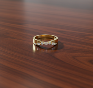 Anillo de compromiso de plata de ley S925 con moissanita de corte marquesa y brillante alternado, engastado con puntas, curvado y ancho, tipo banda de boda contorneada - Product Image 1