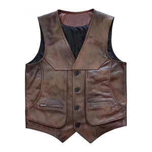 Chaleco de Cuero para Motociclista, Casual, Transpirable, para Hombre, de Cuero Vacuno Genuino, Diseño Personalizado, Servicio OEM - Product Image 2