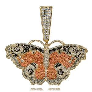 Collar con Colgante de Mariposa con Circonitas, Chapado en Oro, Cadena de Eslabones, Joyería Hip Hop, Regalo, Colgantes de Moda Hip Hop, Joyería 18K - Product Image 1