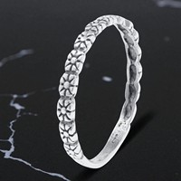 Cincin Perak 925 Desain Bunga Poles Tinggi Polos Trendi Buatan Tangan untuk Wanita Harga Grosir Pemasok Perhiasan Grosir