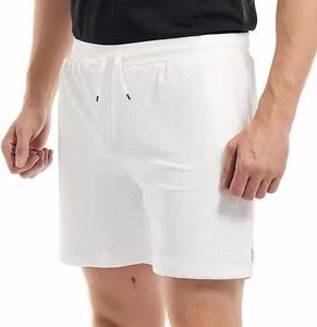 Shorts Bermuda en maille blanche pour homme avec cordon de serrage à la taille et poches, style décontracté respirant - Product Image 1