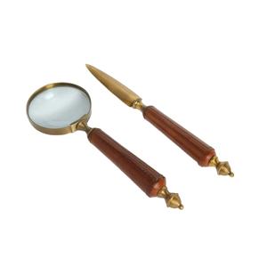 Luxury Magnifying Glass And <b>Letter</b> Opener With Wood Handles Office Supplies Gift Items Nautical Accessory <b>Brass</b> Magnifier Latest - Product Image 1