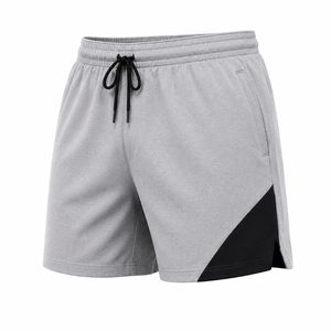 Shorts pour homme en coton 100% écologique bleu marine, à séchage rapide, avec taille élastique et poches latérales, vêtements de sport décontractés - Product Image 4