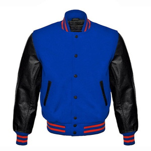 Premium Quality Letterman Varsity College Bomber <b>Jacket</b> Stand Embroidery Real Black Cowhide <b>Leather</b> Sleeves XS-5XL for <b>Winter</b> - Product Image 1