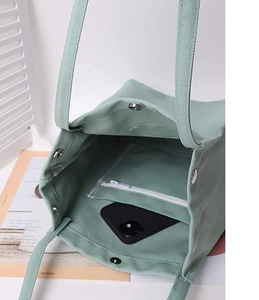 Sac fourre-tout en toile pour femmes avec fermeture éclair, sac de shopping réutilisable en coton, grande capacité, élégant, pour un usage quotidien - Product Image 2