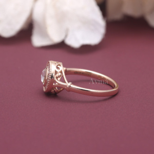Bague halo en diamant cultivé certifié IGI, argent sterling 925 massif, taille brillant rond, bague de fiançailles vintage pour femme - Product Image 3