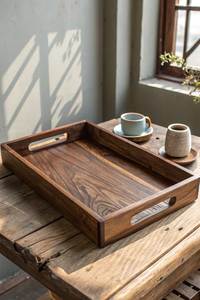 Elegante Bandeja de Madera para Comedor y Decoración del Hogar, Bandeja de Servir Irregular Hecha a Mano, Plato Decorativo Minimalista de Madera Sólida - Product Image 6