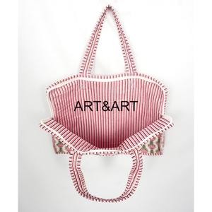ART&ART Mochila para Portátil Hecha a Mano 100% Algodón, Estampado a Bloque, Asa Acolchada, Cierre con Cordón, Gran Capacidad, Casual, Ecológica - Product Image 5
