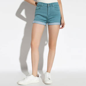 Shorts de mezclilla de color sólido para mujer, nueva llegada de verano, mini shorts de cintura alta con control de abdomen, shorts de mezclilla para mujer. - Product Image 1