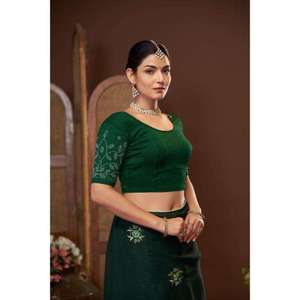 Blusas de Diseño Indio Verdes, Cómodas y Elegantes, Tallas Grandes, Listas para Usar, para Todo Tipo de Saree, Tela Georgette, Compre Directamente del Proveedor - Product Image 1