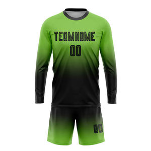 Green Black Long Sleeve Athletic Fit Football Jerseys Breathable Fabric Crew <b>Neck</b> Training Wear Football Uniform Set For Team - Product Image 1