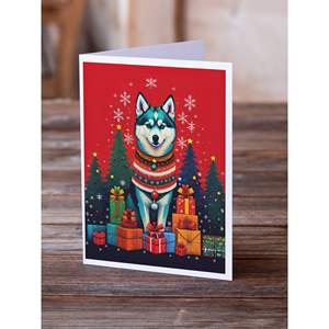 Alaskan Klee Kai Whimsical A7 tamaño 5x7 tarjetas de notas en blanco vacaciones Navidad tarjetas de felicitación paquete 8 con sobres diseño caprichoso - Product Image 2