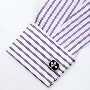 Mancuernillas Rectangulares Personalizadas en Tono Negro y Plateado con Detalles de Piedras Transparentes, Joyería para Camisa Formal de Boda para Hombre - Product Image 4