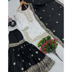Precioso Top de Mujer con Sharara y Dupatta para Fiestas Conjuntos Elegantes - Product Image 2