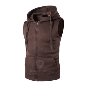 Hoodie sans manches coupe classique 100 % coton zippé respirant séchage rapide décontracté confortable pour homme - Product Image 2