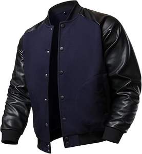 Chaqueta universitaria personalizada para hombre, cuerpo de lana, mangas de cuero, parches bordados, chaqueta de béisbol estilo Letterman, personalizable. - Product Image 3