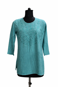 Haut en viscose brodé pour femme, vêtements de plage décontractés à manches courtes, fabricant - Product Image 2