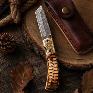 Handmade <b>Prime</b> Crafts International Industrial Grade Damascus Folding Knife Exotic Wood Handle Custom Pocket Knife Gift for Men - Product Image 6