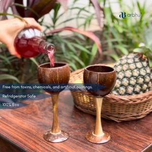 Elegant Natural <b>Coconut</b> <b>Shell</b> Wine Glass Organic Polished Wood Finish Reusable Stemmed Cup Sustainable Daily Supply Item - Product Image 2