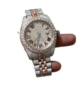 Montre de luxe en acier inoxydable avec diamant moissanite pour homme, design personnalisé, bijoux hip-hop, bracelet en cuir, verre saphir, 30 m - Product Image 1