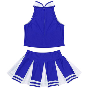 Ensemble d'uniformes de cheerleading KCHS, bleu marine et jaune, en polyester, avec impression par transfert thermique, logo frontal, robe sans manches avec pompons pour adultes - Product Image 5