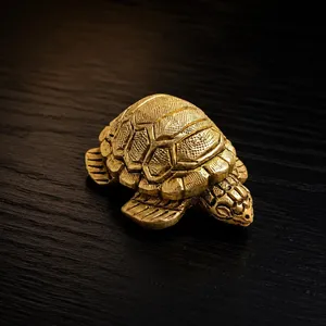 Ornement de tortue en résine métallique dorée, figurine d'animal miniature de 20 mm, décoration de jardin sculptée pour plantes en pot sur table - Product Image 3