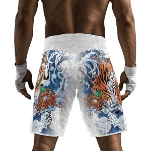 กางเกง MMA ยูนิเซ็กซ์ ลายพิมพ์ Tiger Wave แบบ Sublimation ผ้าโพลีเอสเตอร์ ยืดหยุ่น น้ำหนักเบา แห้งเร็ว สำหรับฝึกซ้อมศิลปะการต่อสู้แบบผสมผสาน ทรงหลวม - Product Image 4