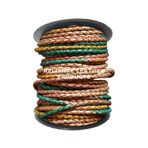 Vente en gros de collier Bolo de style gitan multi-orange-verte-jaune cordon en cuir tressé composants de bijoux personnalisables - Product Image 5